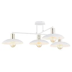 Lampada A Soffitto Minimal Enki Acciaio Bianco 4 Luci E27 Ip20