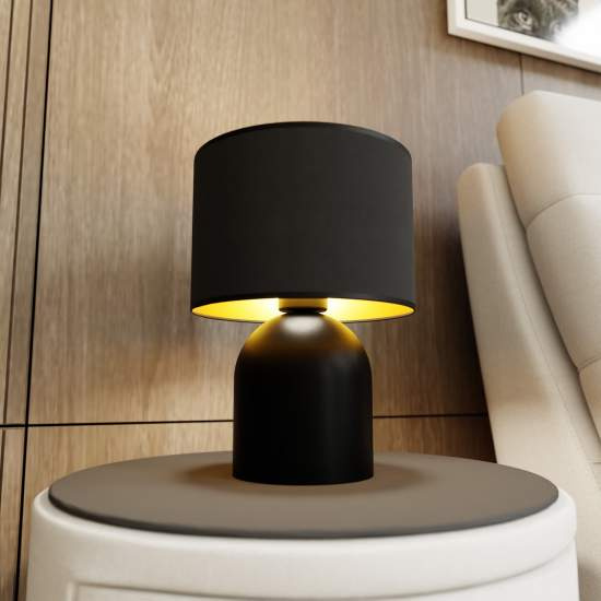 Lampada Da Tavolo Nordica Enlil 1 Luce In Acciaio Nero E Oro LA0068-EB-LT1-NR-OR