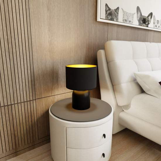 Lampada Da Tavolo Nordica Enlil 1 Luce In Acciaio Nero E Oro LA0068-EB-LT1-NR-OR