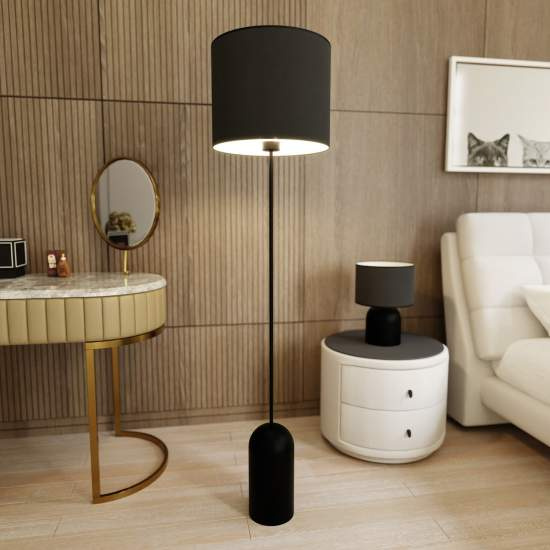 Piantana Minimal Enlil Acciaio Nero Bianco 1 Luce E27 Ip20 LA0068-EB-PT1-NR-BI
