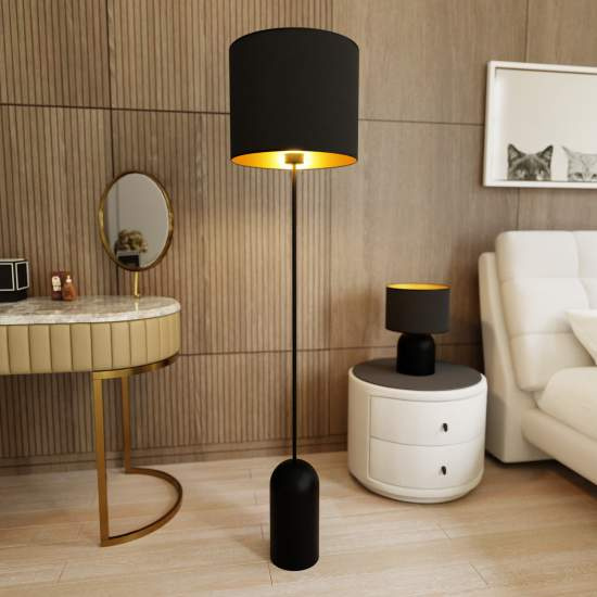 Piantana Minimal Enlil Acciaio Nero Oro 1 Luce E27 Ip20 LA0068-EB-PT1-NR-OR