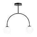 Plafoniera Moderna Utu 2 Luci In Acciaio Nero E Vetro Bianco LA0070-EB-2-NR-BI
