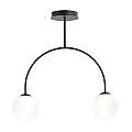 Plafoniera Moderna Utu 2 Luci In Acciaio Nero E Vetro Bianco LA0070-EB-2-NR-BI