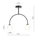 Plafoniera Moderna Utu 2 Luci In Acciaio Nero E Vetro Bianco LA0070-EB-2-NR-BI