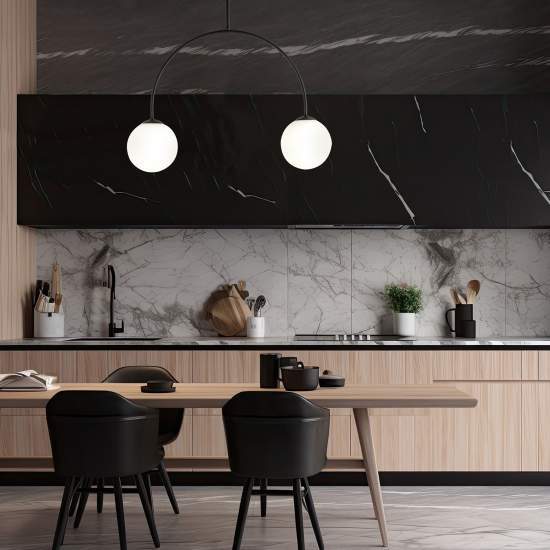 Plafoniera Moderna Utu 2 Luci In Acciaio Nero E Vetro Bianco LA0070-EB-2-NR-BI