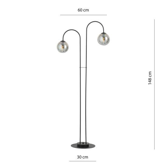 Lampadario Minimal Utu Acciaio Nero Grigio 2 Luci E14 Ip20 LA0070-EB-2-NR-GR2