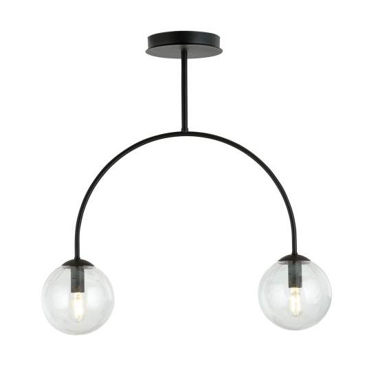 Plafoniera Moderna Utu 2 Luci In Acciaio Nero E Vetro Trasparente LA0070-EB-2-NR-TR