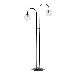 Lampadario Minimal Sharada Acciaio Nero Trasparente 2 Luci E14