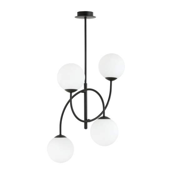Plafoniera Moderna Utu 4 Luci In Acciaio Nero E Vetro Bianco LA0070-EB-4-NR