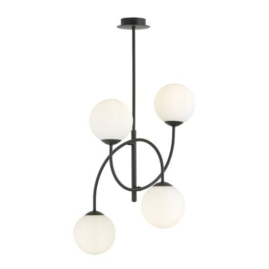Plafoniera Moderna Utu 4 Luci In Acciaio Nero E Vetro Bianco LA0070-EB-4-NR