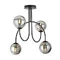 Plafoniera Moderna Utu 4 Luci In Acciaio Nero E Vetro Fumè 50 Cm LA0070-EB-4-NR-GR