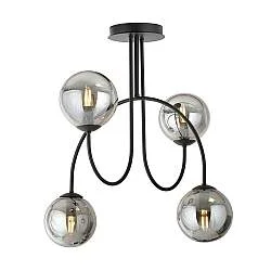Plafoniera Moderna Utu 4 Luci In Acciaio Nero E Vetro Fumè 50 Cm