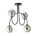 Plafoniera Moderna Utu 4 Luci In Acciaio Nero E Vetro Fumè 50 Cm LA0070-EB-4-NR-GR