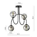 Plafoniera Moderna Utu 4 Luci In Acciaio Nero E Vetro Fumè 50 Cm LA0070-EB-4-NR-GR