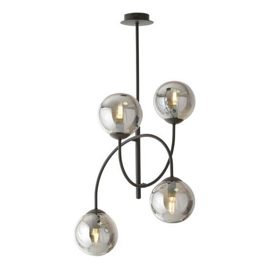 Plafoniera Moderna Utu 4 Luci In Acciaio Nero E Vetro Fumè LA0070-EB-4-NR-GR2