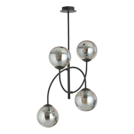 Plafoniera Moderna Utu 4 Luci In Acciaio Nero E Vetro Fumè LA0070-EB-4-NR-GR2
