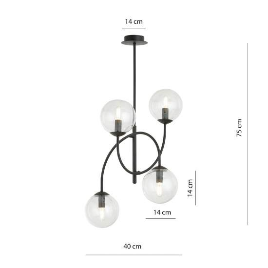 Plafoniera Moderna Utu 4 Luci In Acciaio Nero E Vetro Trasparente LA0070-EB-4-NR-TR2