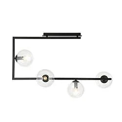Plafoniera Minimal Nanna Acciaio Nero Trasparente 4 Luci E14 Ip20