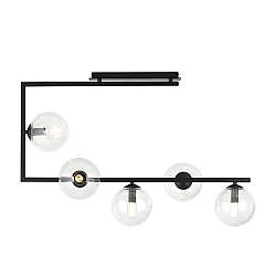 Plafoniera Minimal Nanna Acciaio Nero Trasparente 5 Luci E14 Ip20