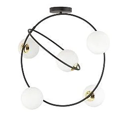 Lampada A Soffitto Minimal Inanna Acciaio Nero Oro 5 Luci E14 Ip20