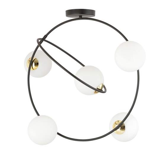 Lampadario Minimal Inanna Acciaio Nero Oro 5 Luci E14 Ip20 LA0072-EB-5-NR-OR