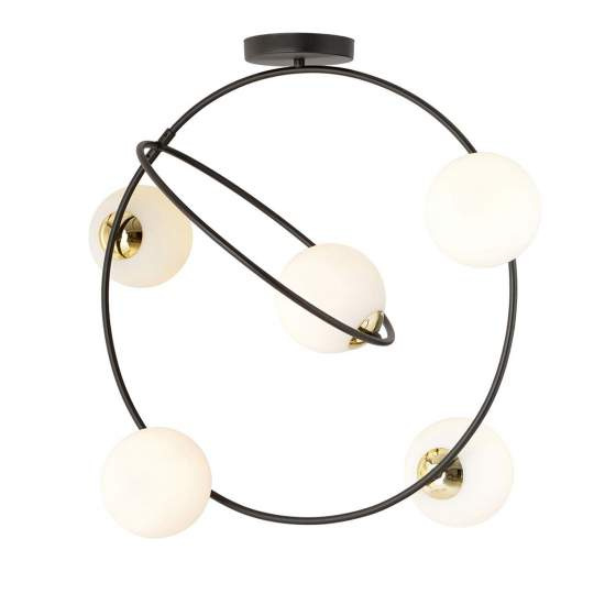 Lampadario Minimal Inanna Acciaio Nero Oro 5 Luci E14 Ip20 LA0072-EB-5-NR-OR