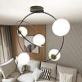Lampadario Minimal Inanna Acciaio Nero Oro 5 Luci E14 Ip20 LA0072-EB-5-NR-OR