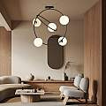 Lampadario Minimal Inanna Acciaio Nero Oro 5 Luci E14 Ip20 LA0072-EB-5-NR-OR