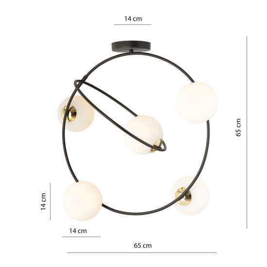 Lampadario Minimal Inanna Acciaio Nero Oro 5 Luci E14 Ip20 LA0072-EB-5-NR-OR