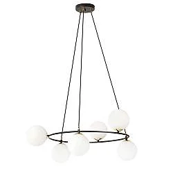 Lampadario Minimal Tsukiyomi Acciaio Nero Oro 6 Luci E14