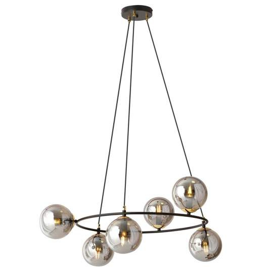 Lampadario Minimal Tiamat Acciaio Nero Oro Grigio 6 Luci E14 Ip20 LA0073-EB-6-OR-GR