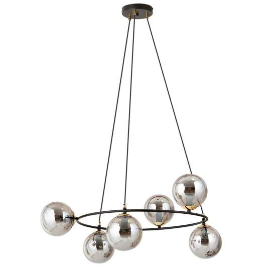 Lampadario Minimal Tiamat Acciaio Nero Oro Grigio 6 Luci E14 Ip20 LA0073-EB-6-OR-GR