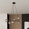 Lampadario Minimal Tiamat Acciaio Nero Oro Grigio 6 Luci E14 Ip20 LA0073-EB-6-OR-GR