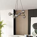 Lampadario Minimal Tiamat Acciaio Nero Oro Grigio 6 Luci E14 Ip20 LA0073-EB-6-OR-GR