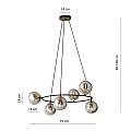Lampadario Minimal Tiamat Acciaio Nero Oro Grigio 6 Luci E14 Ip20 LA0073-EB-6-OR-GR