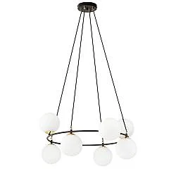 Lampadario Minimal Tsukiyomi Acciaio Nero Oro 7 Luci E14