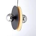 Sospensione Minimal Nordica Brigid 2 Luci In Acciaio Nero E Legno Vetro Fumè LA0076-EB-2-MA-GR