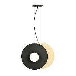 Sospensione Minimal Nordica Raiden 2 Luci Acciaio Nero Legno Vetro Bianco
