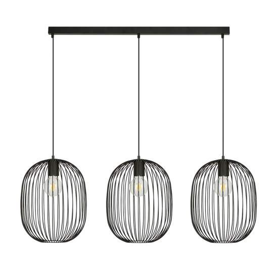 Lampadario Moderno Lugh Acciaio Nero 3 Luci E27 Ip20 LA0077-EB-3-NR