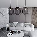 Lampadario Moderno Lugh Acciaio Nero 3 Luci E27 Ip20 LA0077-EB-3-NR