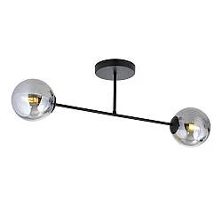 Plafoniera Moderna Morrigan 2 Luci In Acciao Nero E Sfere In Vetro Fumè