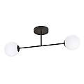 Plafoniera Moderna Morrigan 2 Luci In Acciao Nero E Sfere In Vetro Bianco LA0079-EB-PL2-NR-BI