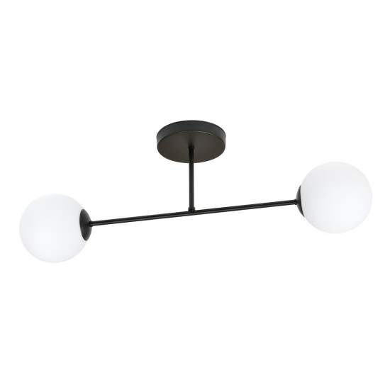 Plafoniera Moderna Morrigan 2 Luci In Acciao Nero E Sfere In Vetro Bianco LA0079-EB-PL2-NR-BI