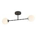 Plafoniera Moderna Morrigan 2 Luci In Acciao Nero E Sfere In Vetro Bianco LA0079-EB-PL2-NR-BI