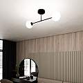 Plafoniera Moderna Morrigan 2 Luci In Acciao Nero E Sfere In Vetro Bianco LA0079-EB-PL2-NR-BI