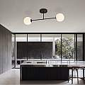 Plafoniera Moderna Morrigan 2 Luci In Acciao Nero E Sfere In Vetro Bianco LA0079-EB-PL2-NR-BI