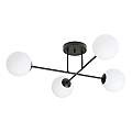 Plafoniera Moderna Morrigan 4 Luci In Acciao Nero E Sfere In Vetro Bianco LA0079-EB-PL4-NR-BI