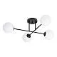 Plafoniera Moderna Morrigan 4 Luci In Acciao Nero E Sfere In Vetro Bianco