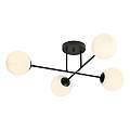 Plafoniera Moderna Morrigan 4 Luci In Acciao Nero E Sfere In Vetro Bianco LA0079-EB-PL4-NR-BI