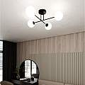 Plafoniera Moderna Morrigan 4 Luci In Acciao Nero E Sfere In Vetro Bianco LA0079-EB-PL4-NR-BI